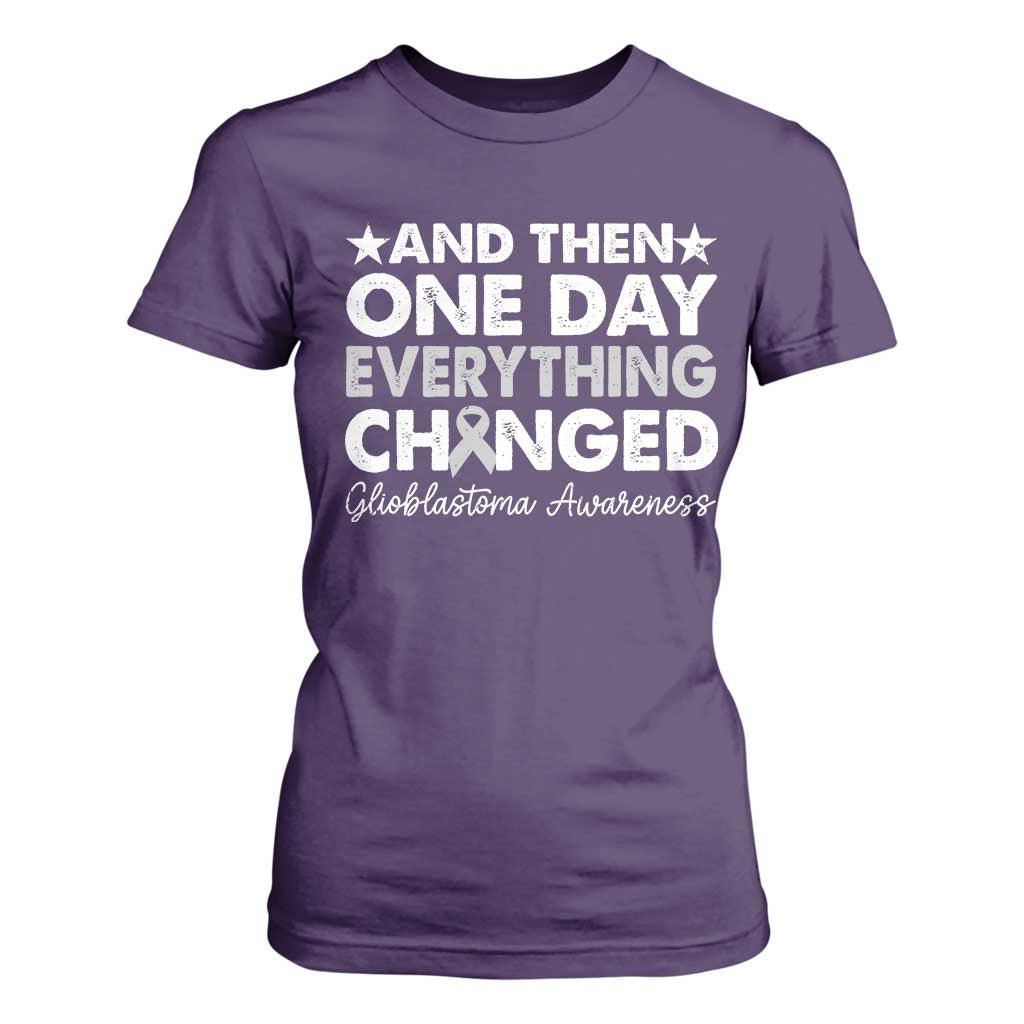 Glioblastoma Awareness T Shirt For Women Retro Fight Brain Tumor Cure Gray Ribbon TS10 Purple Print Your Wear