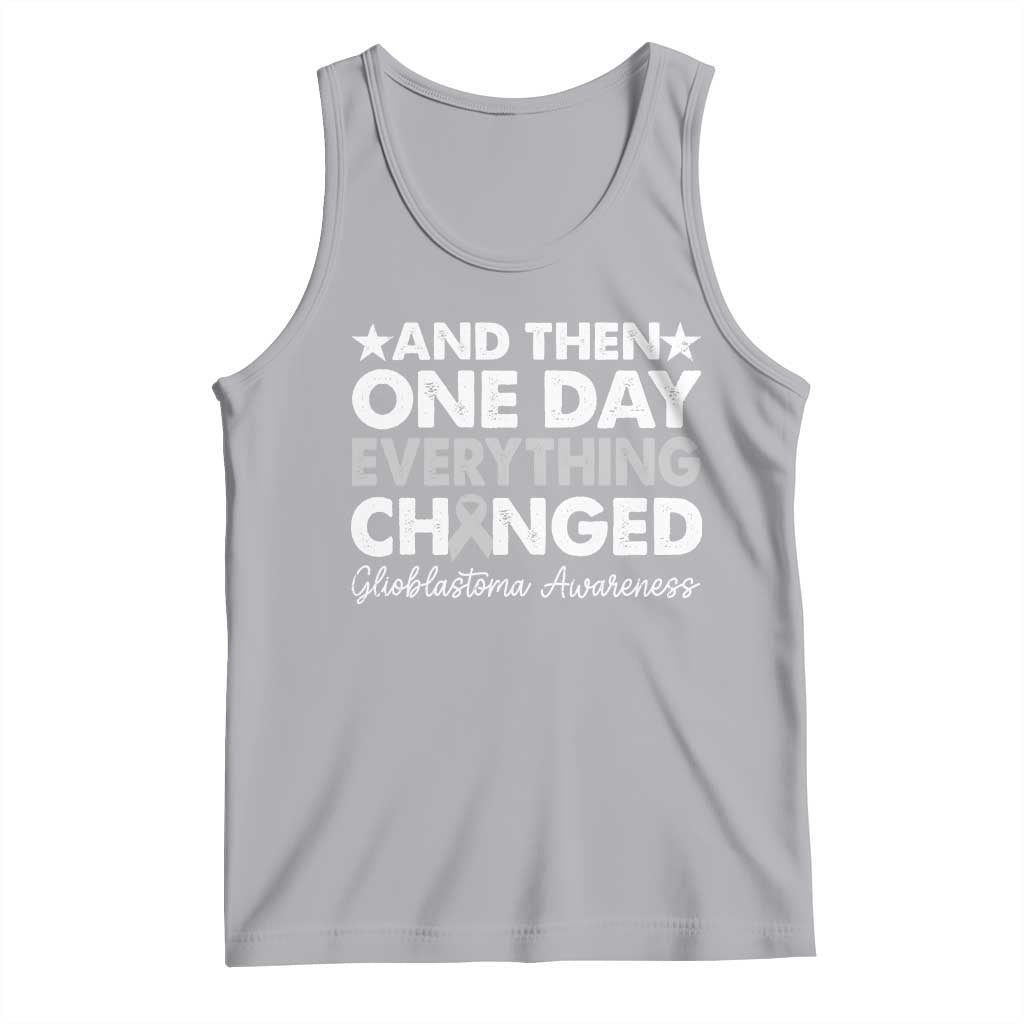 Glioblastoma Awareness Tank Top Retro Fight Brain Tumor Cure Gray Ribbon TS10 Athletic Heather Print Your Wear