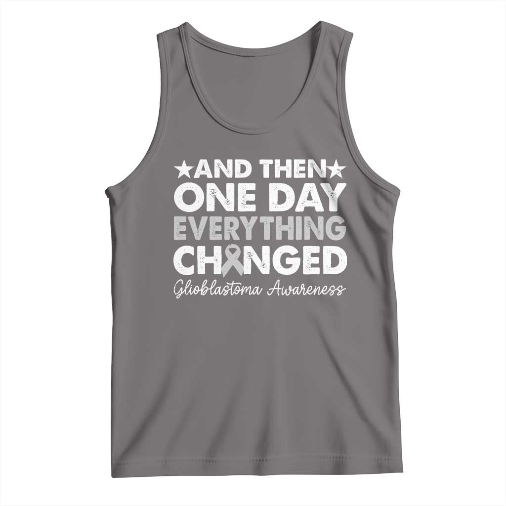 Glioblastoma Awareness Tank Top Retro Fight Brain Tumor Cure Gray Ribbon TS10 Deep Heather Print Your Wear