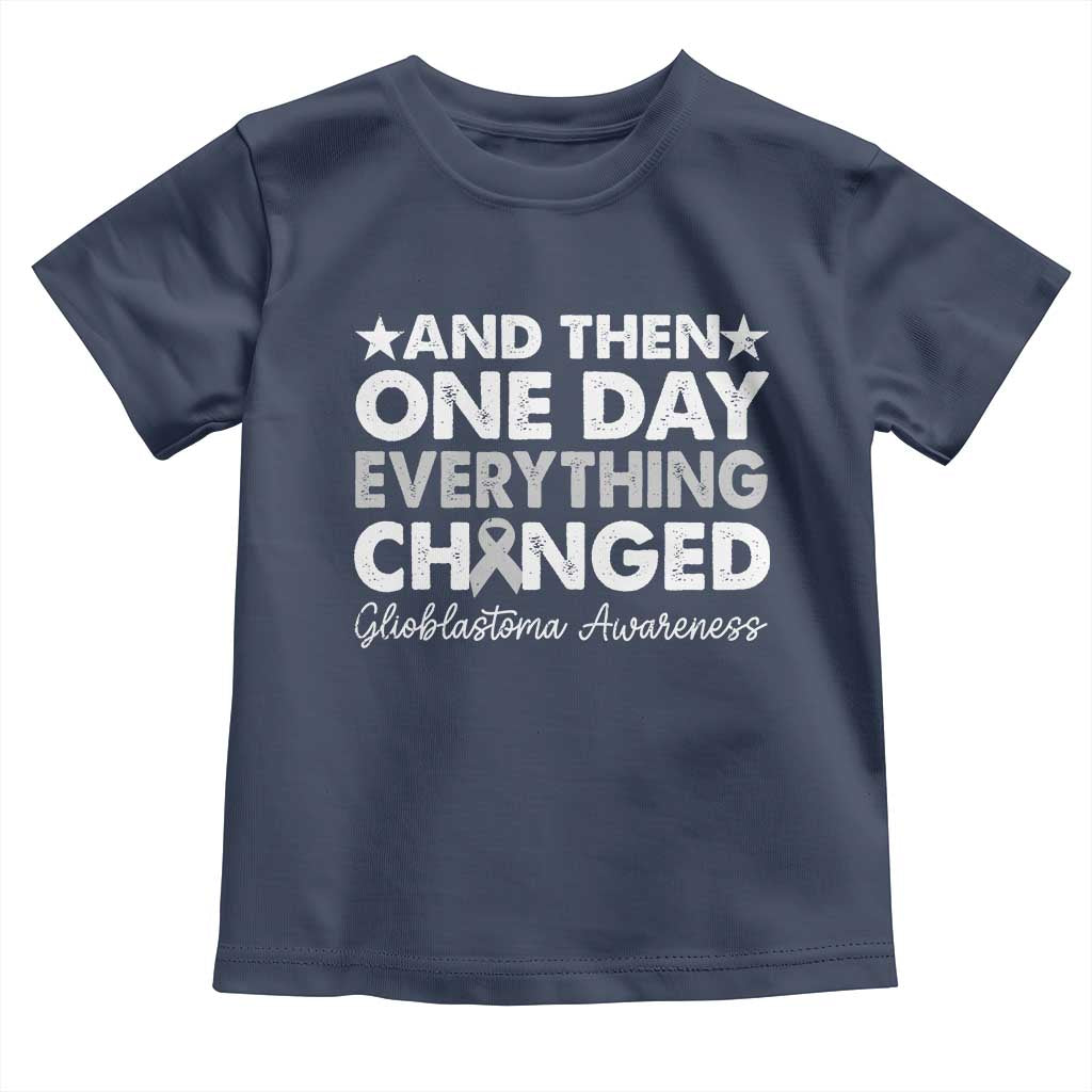 Glioblastoma Awareness Toddler T Shirt Retro Fight Brain Tumor Cure Gray Ribbon TS10 Navy Print Your Wear
