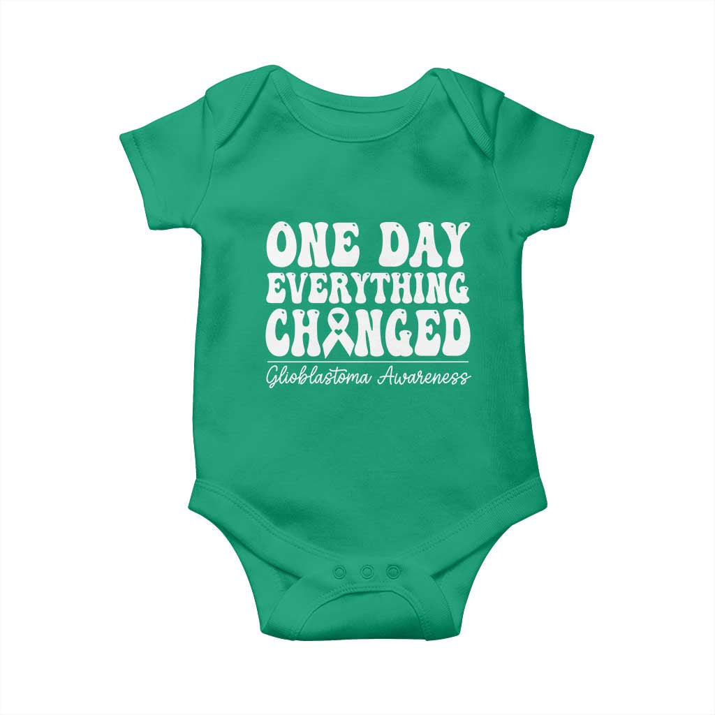 Glioblastoma Awareness Baby Onesie Fight Brain Tumor Cure Groovy TS10 Irish Green Print Your Wear