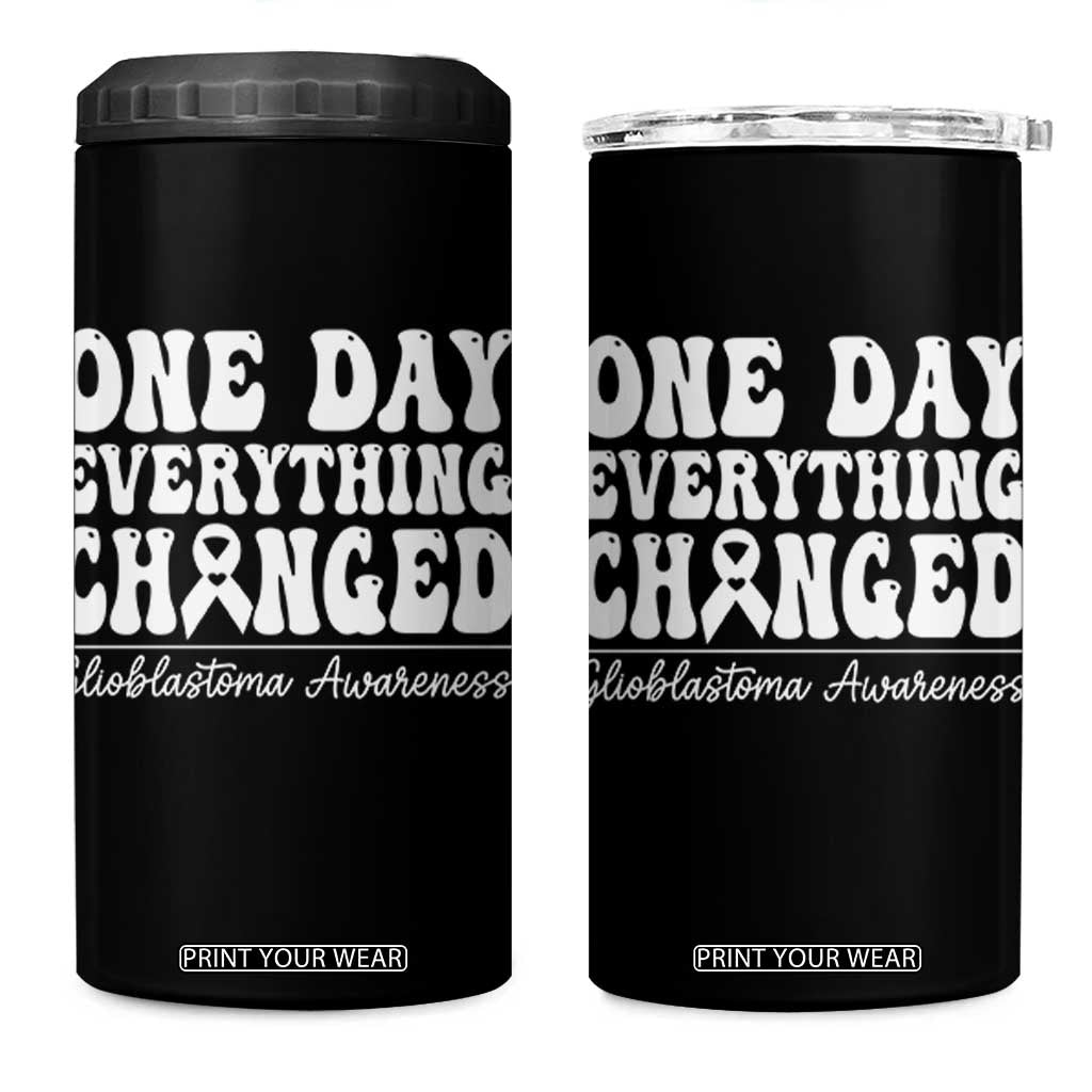 Glioblastoma Awareness 4 in 1 Can Cooler Tumbler Fight Brain Tumor Cure Groovy TS10 One Size: 16 oz Black Print Your Wear