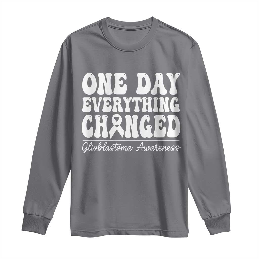 Glioblastoma Awareness Long Sleeve Shirt Fight Brain Tumor Cure Groovy TS10 Charcoal Print Your Wear