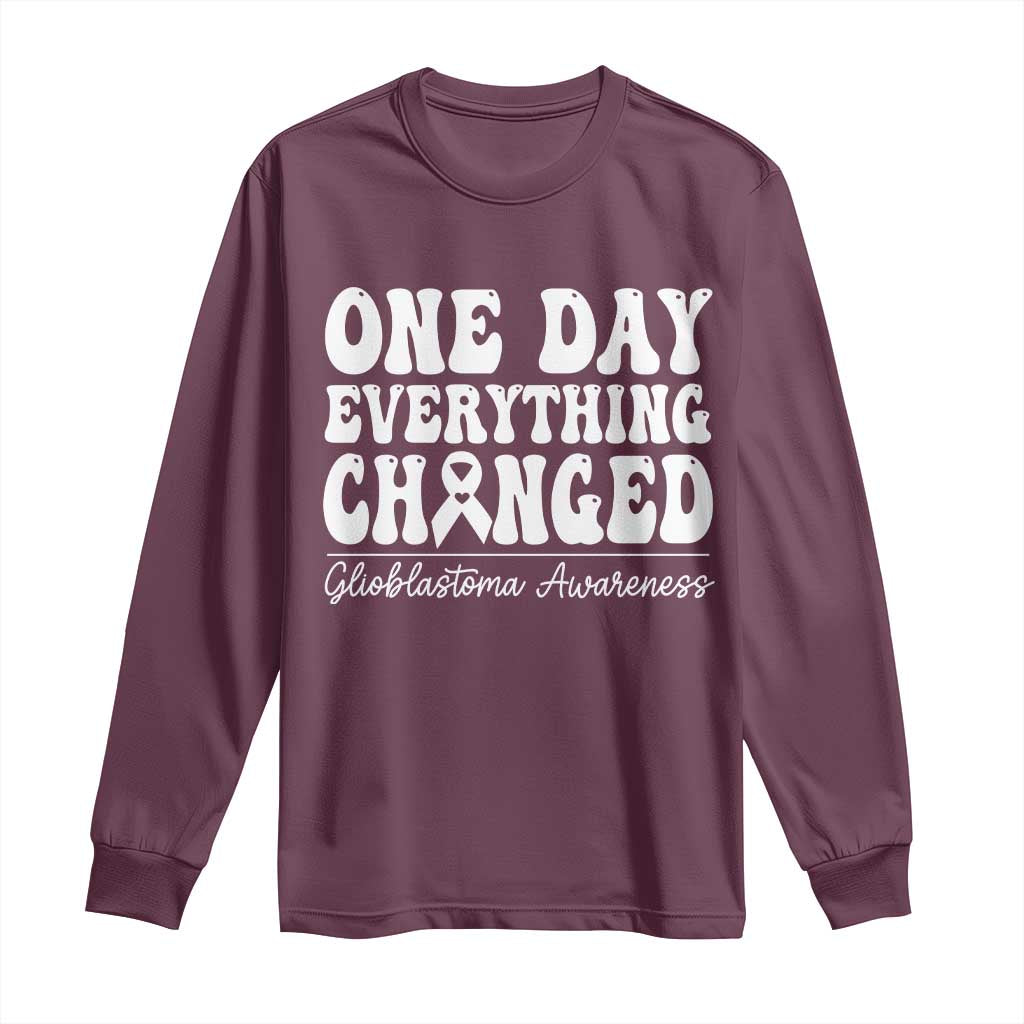 Glioblastoma Awareness Long Sleeve Shirt Fight Brain Tumor Cure Groovy TS10 Maroon Print Your Wear