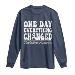 Glioblastoma Awareness Long Sleeve Shirt Fight Brain Tumor Cure Groovy TS10 Navy Print Your Wear