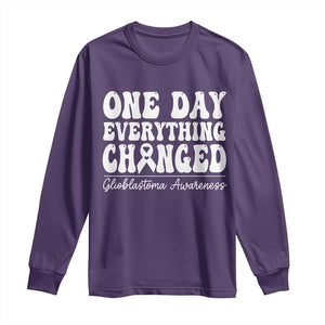 Glioblastoma Awareness Long Sleeve Shirt Fight Brain Tumor Cure Groovy TS10 Purple Print Your Wear