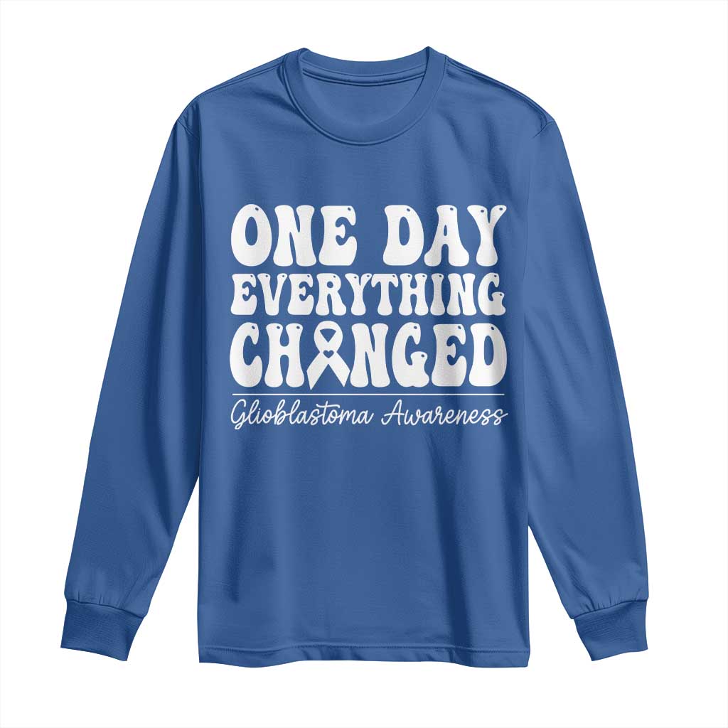 Glioblastoma Awareness Long Sleeve Shirt Fight Brain Tumor Cure Groovy TS10 Royal Blue Print Your Wear