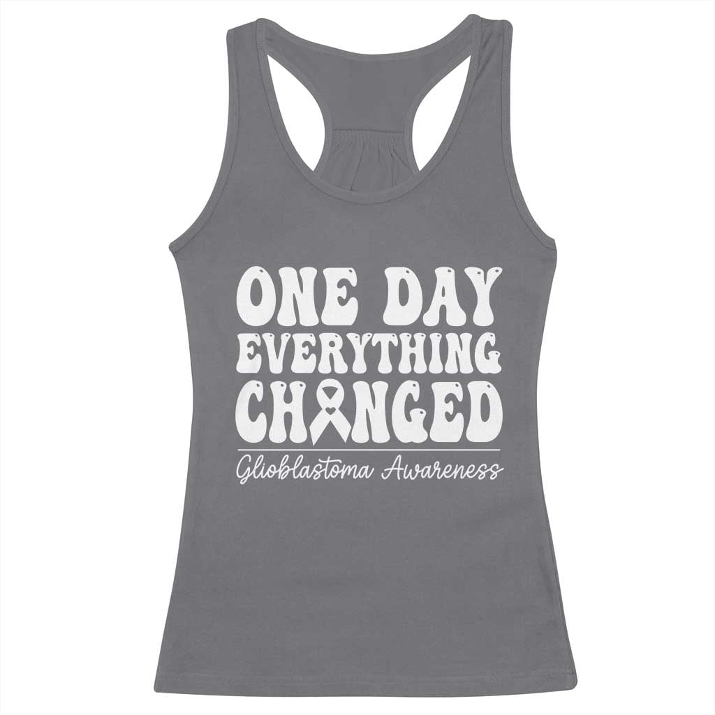 Glioblastoma Awareness Racerback Tank Top Fight Brain Tumor Cure Groovy TS10 Charcoal Print Your Wear