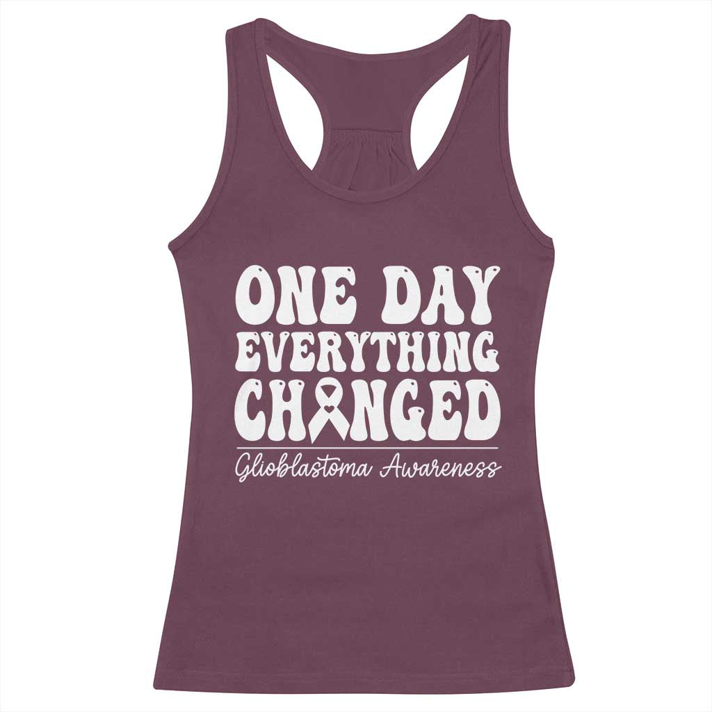 Glioblastoma Awareness Racerback Tank Top Fight Brain Tumor Cure Groovy TS10 Maroon Print Your Wear