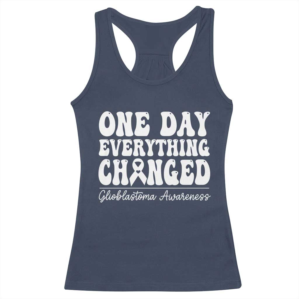 Glioblastoma Awareness Racerback Tank Top Fight Brain Tumor Cure Groovy TS10 Navy Print Your Wear