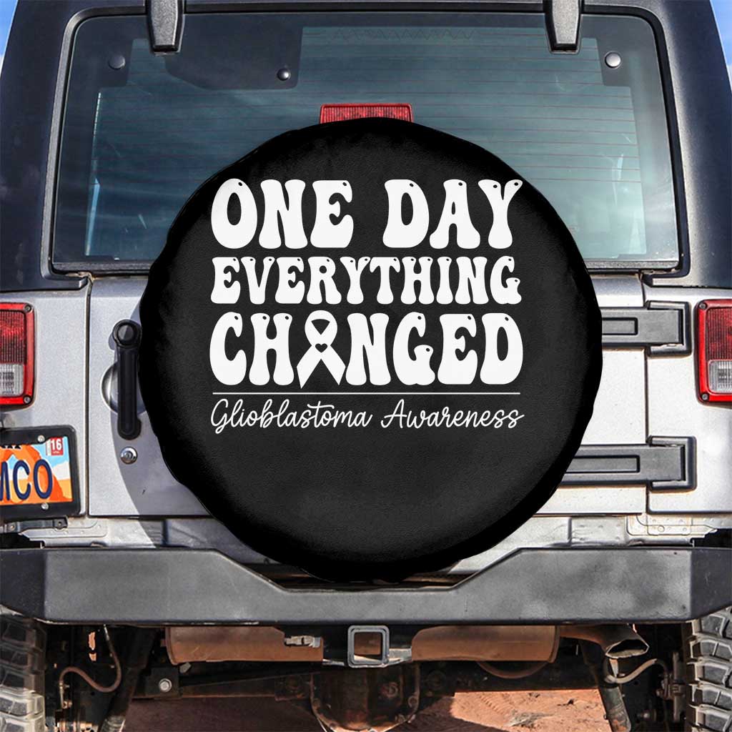 Glioblastoma Awareness Spare Tire Cover Fight Brain Tumor Cure Groovy TS10 No hole Black Print Your Wear