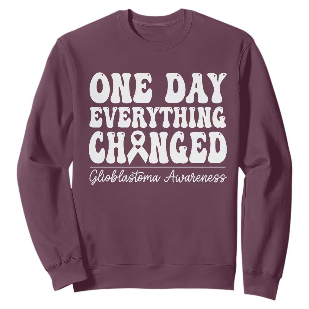 Glioblastoma Awareness Sweatshirt Fight Brain Tumor Cure Groovy TS10 Maroon Print Your Wear