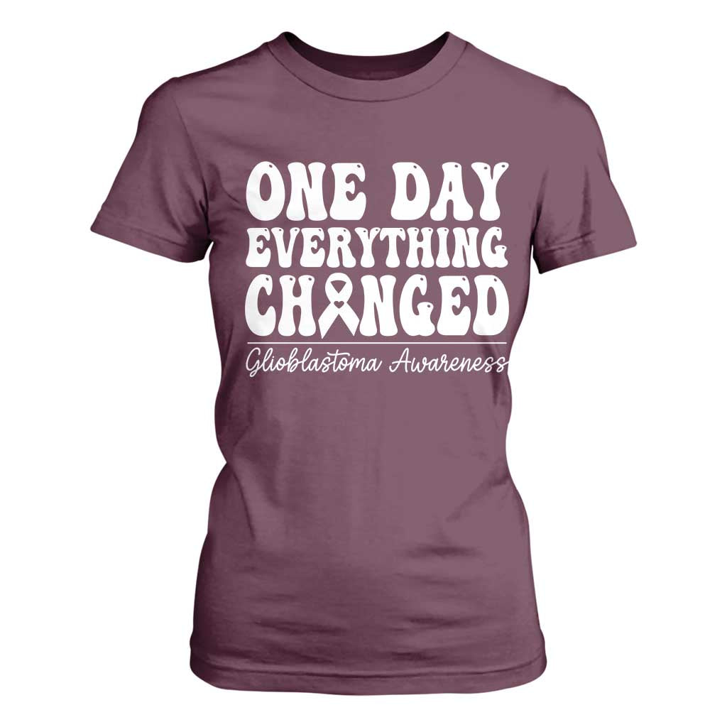 Glioblastoma Awareness T Shirt For Women Fight Brain Tumor Cure Groovy TS10 Maroon Print Your Wear