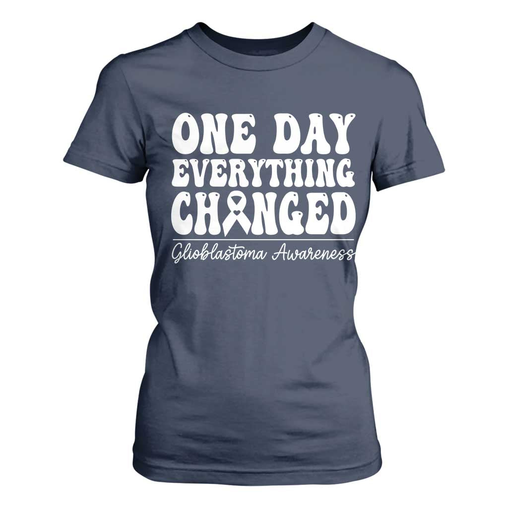 Glioblastoma Awareness T Shirt For Women Fight Brain Tumor Cure Groovy TS10 Navy Print Your Wear