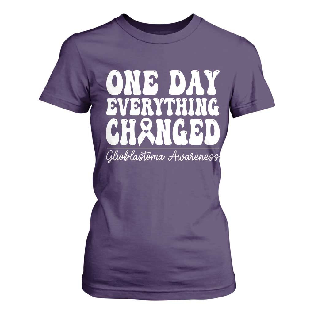 Glioblastoma Awareness T Shirt For Women Fight Brain Tumor Cure Groovy TS10 Purple Print Your Wear