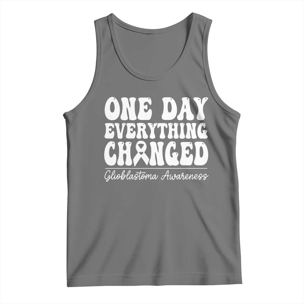 Glioblastoma Awareness Tank Top Fight Brain Tumor Cure Groovy TS10 Black Heather Print Your Wear