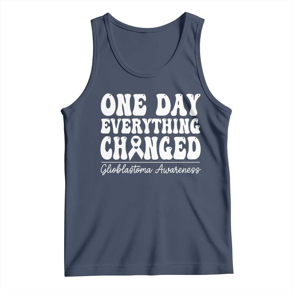 Glioblastoma Awareness Tank Top Fight Brain Tumor Cure Groovy TS10 Navy Print Your Wear