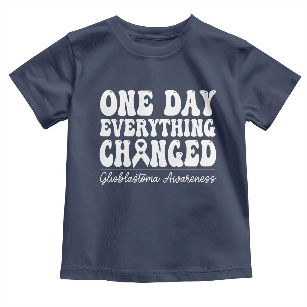 Glioblastoma Awareness Toddler T Shirt Fight Brain Tumor Cure Groovy TS10 Navy Print Your Wear