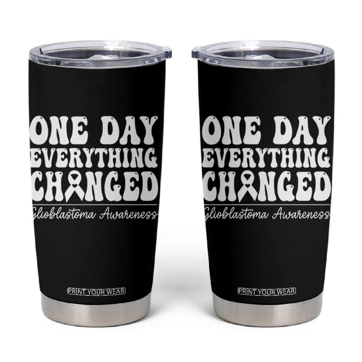 Glioblastoma Awareness Tumbler Cup Fight Brain Tumor Cure Groovy TS10 Black Print Your Wear