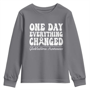 Glioblastoma Awareness Youth Sweatshirt Fight Brain Tumor Cure Groovy TS10 Charcoal Print Your Wear