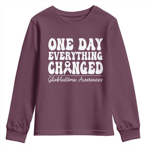Glioblastoma Awareness Youth Sweatshirt Fight Brain Tumor Cure Groovy TS10 Maroon Print Your Wear