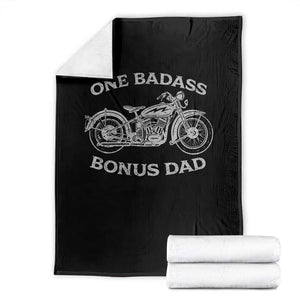 One Badass Bonus Dad Throw Blanket Funny Stepdad Motorcycle Graphic Mens Biker TS10 Black Print Your Wear