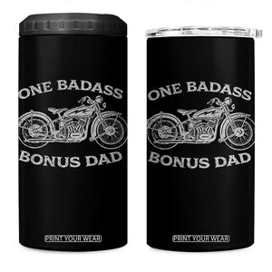 One Badass Bonus Dad 4 in 1 Can Cooler Tumbler Funny Stepdad Motorcycle Graphic Mens Biker TS10 One Size: 16 oz Black Print Your Wear