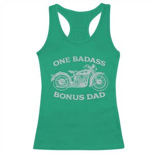 One Badass Bonus Dad Racerback Tank Top Funny Stepdad Motorcycle Graphic Mens Biker TS10 Irish Green Print Your Wear