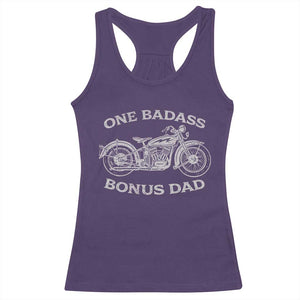 One Badass Bonus Dad Racerback Tank Top Funny Stepdad Motorcycle Graphic Mens Biker TS10 Purple Print Your Wear