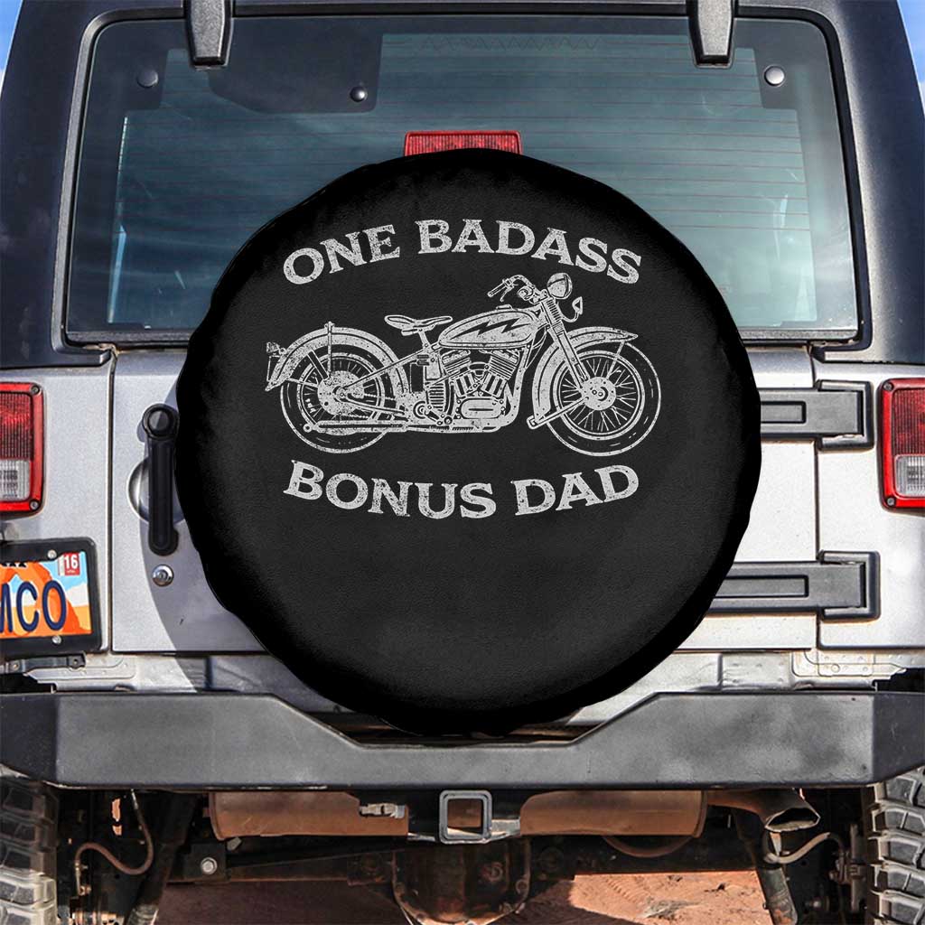 One Badass Bonus Dad Spare Tire Cover Funny Stepdad Motorcycle Graphic Mens Biker TS10 No hole Black Print Your Wear