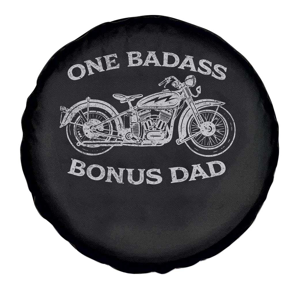 One Badass Bonus Dad Spare Tire Cover Funny Stepdad Motorcycle Graphic Mens Biker TS10 Print Your Wear
