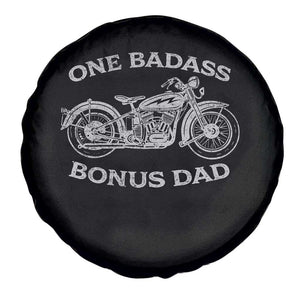 One Badass Bonus Dad Spare Tire Cover Funny Stepdad Motorcycle Graphic Mens Biker TS10 Print Your Wear