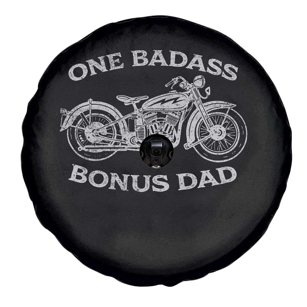 One Badass Bonus Dad Spare Tire Cover Funny Stepdad Motorcycle Graphic Mens Biker TS10 Print Your Wear