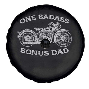 One Badass Bonus Dad Spare Tire Cover Funny Stepdad Motorcycle Graphic Mens Biker TS10 Print Your Wear