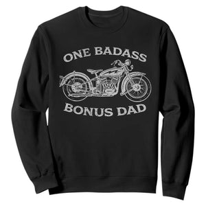 One Badass Bonus Dad Sweatshirt Funny Stepdad Motorcycle Graphic Mens Biker TS10 Black Print Your Wear