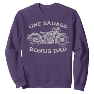 One Badass Bonus Dad Sweatshirt Funny Stepdad Motorcycle Graphic Mens Biker TS10 Purple Print Your Wear