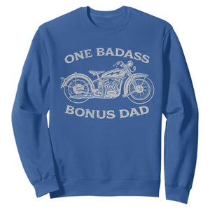 One Badass Bonus Dad Sweatshirt Funny Stepdad Motorcycle Graphic Mens Biker TS10 Royal Blue Print Your Wear