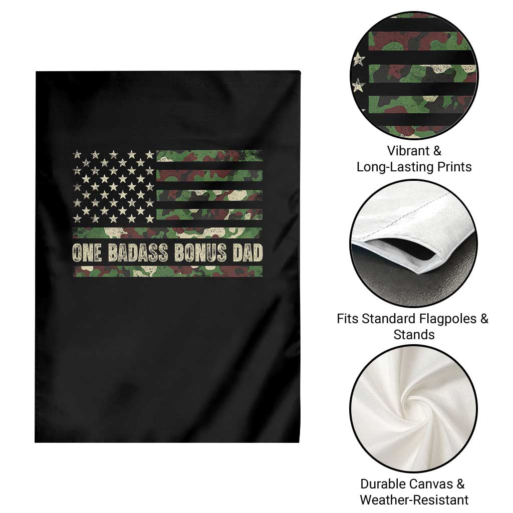 One Badass Bonus Dad Garden Flag Funny Stepdad Camo American Flag TS10 Print Your Wear