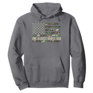 One Badass Bonus Dad Hoodie Funny Stepdad Camo American Flag TS10 Charcoal Print Your Wear