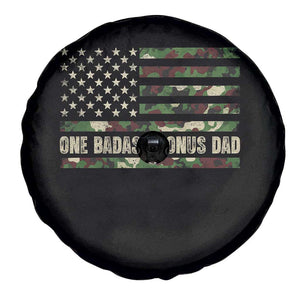 One Badass Bonus Dad Spare Tire Cover Funny Stepdad Camo American Flag TS10 Print Your Wear
