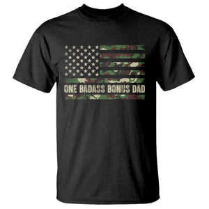 One Badass Bonus Dad T Shirt Funny Stepdad Camo American Flag TS10 Black Print Your Wear