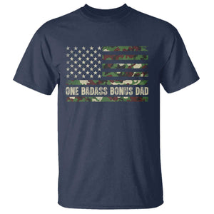 One Badass Bonus Dad T Shirt Funny Stepdad Camo American Flag TS10 Navy Print Your Wear