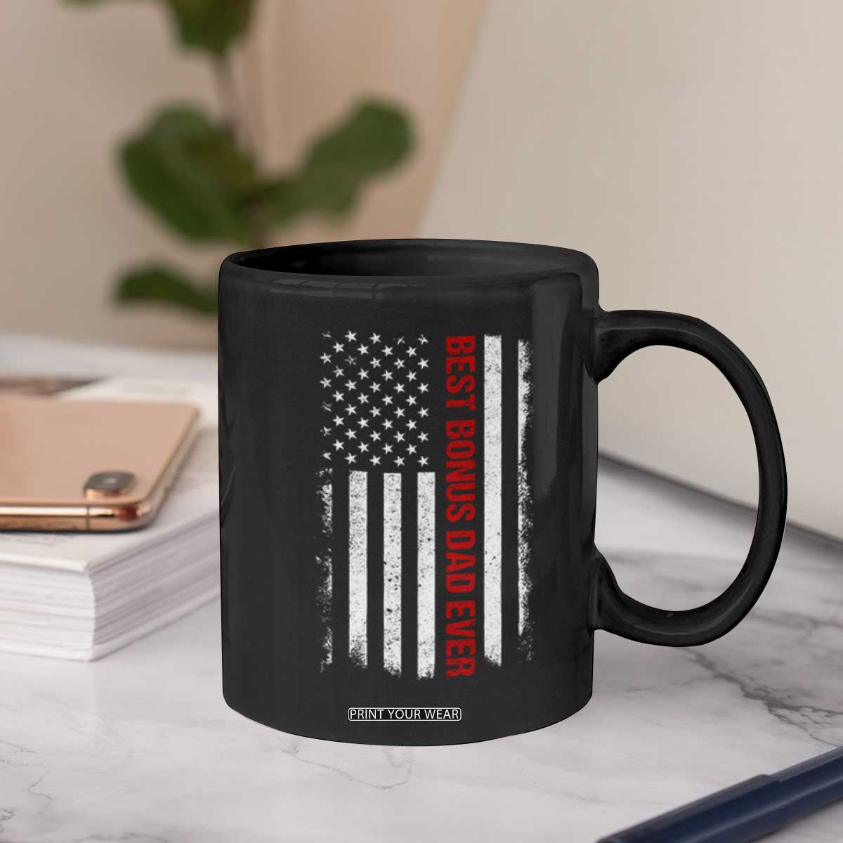 Best Effin Bonus Dad Ever Coffee Mug Funny Stepdad American Flag TS10 Print Your Wear