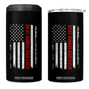 Best Effin Bonus Dad Ever 4 in 1 Can Cooler Tumbler Funny Stepdad American Flag TS10 One Size: 16 oz Black Print Your Wear