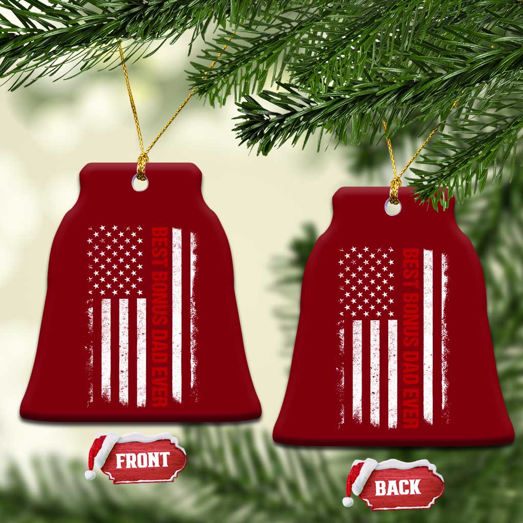 Best Effin Bonus Dad Ever Ceramic Ornament Funny Stepdad American Flag TS10 Print Your Wear