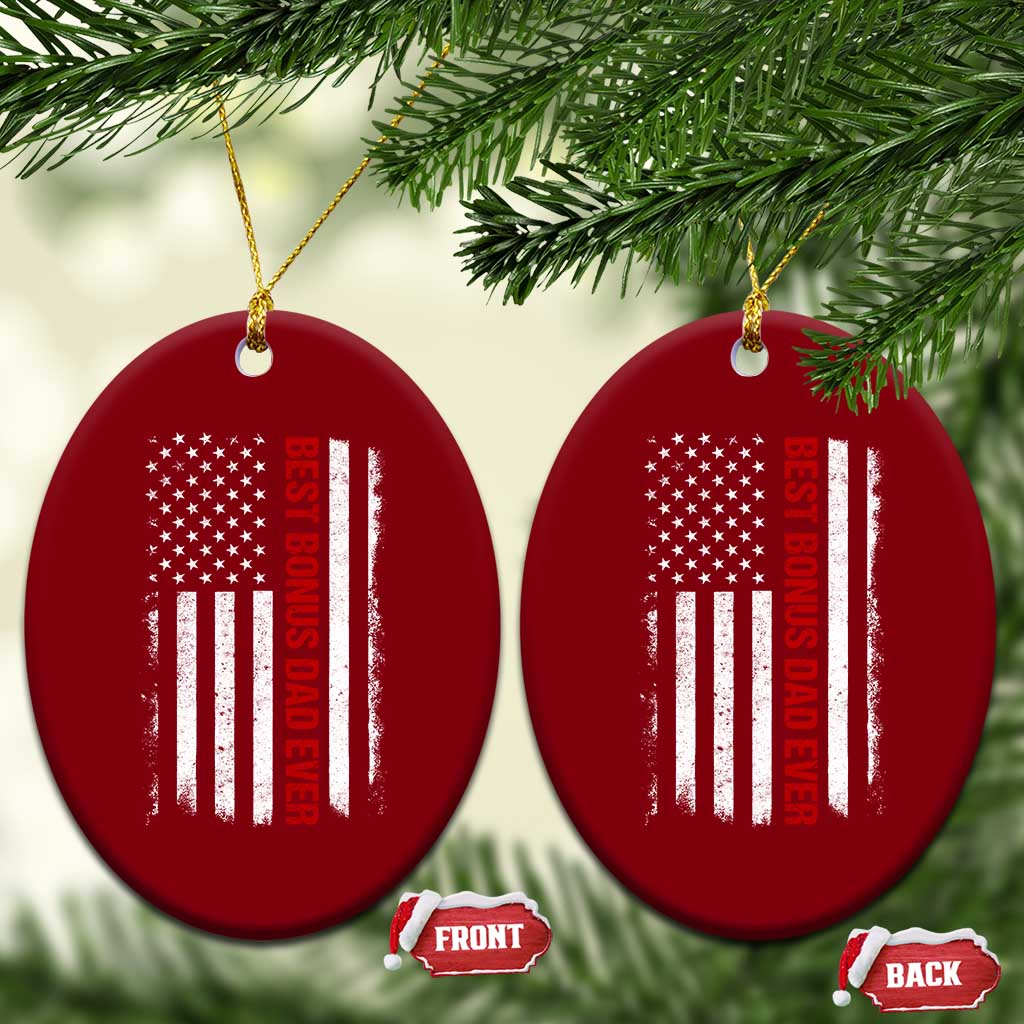 Best Effin Bonus Dad Ever Ceramic Ornament Funny Stepdad American Flag TS10 Print Your Wear