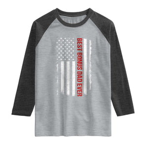 Best Effin Bonus Dad Ever Raglan Shirt Funny Stepdad American Flag TS10 Heather Gray Heather Charcoal Print Your Wear