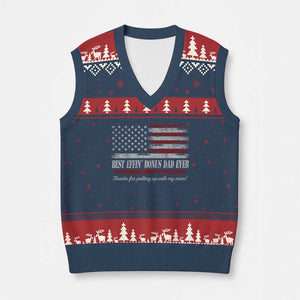 Best Effin’ Bonus Dad Ever V-Neck Knit Sweater Vest Step Dad American Flag TS10 Navy Red Print Your Wear