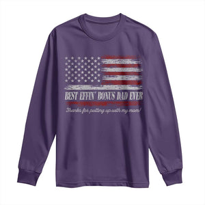Best Effin’ Bonus Dad Ever Long Sleeve Shirt Step Dad American Flag TS10 Purple Print Your Wear