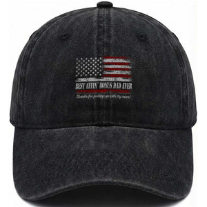 Best Effin’ Bonus Dad Ever Washed Cotton Baseball Cap Step Dad American Flag TS10 Print Your Wear